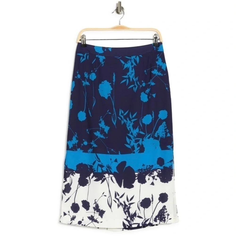 Ted Baker Selaah Bluebell Side Slit Midi Skirt Sz. 12 NWT